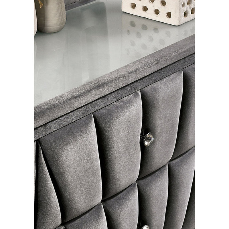 Table de chevet rembourrée en tissu avec 2 tiroirs