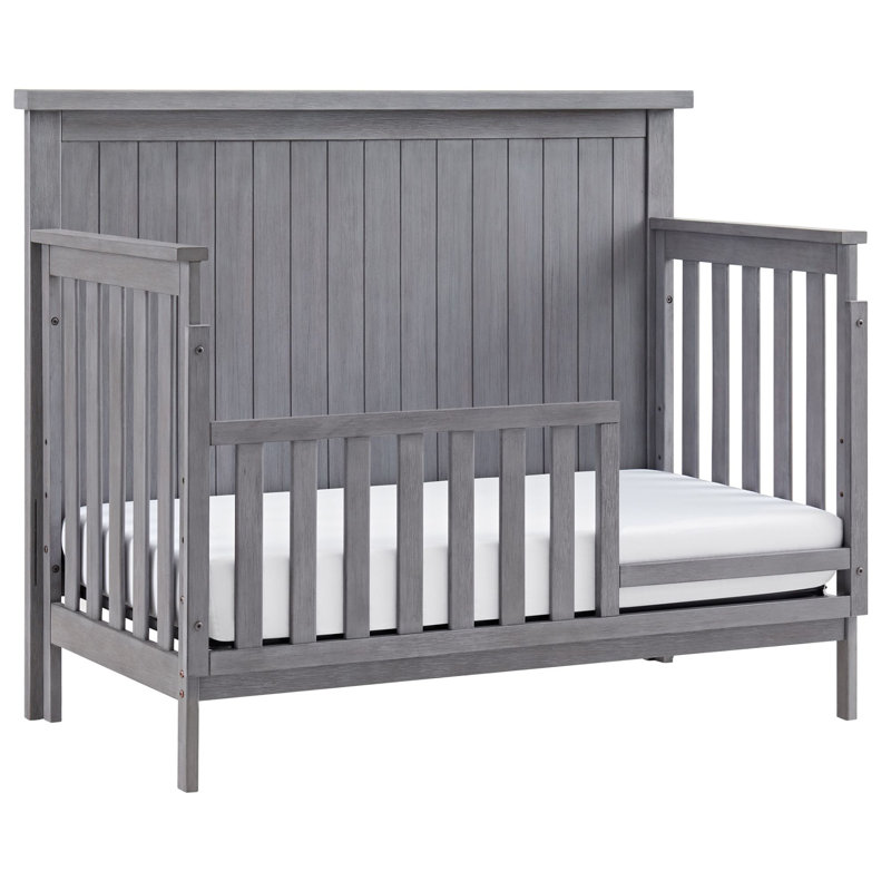Gray Wooden Toddler Guard Rail for Crib Conversion
