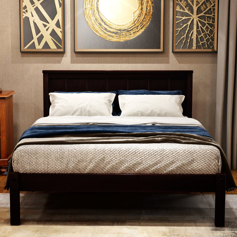 Lit plateforme en bois massif Shauna, Simple, Espresso