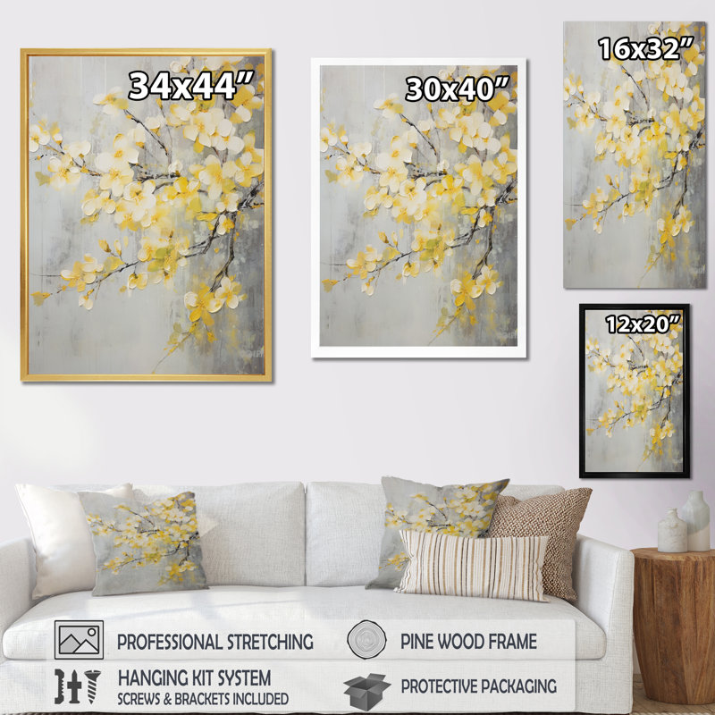 Fleur de pommier Harmony XV - impressions sur toile florales, Cadre d'angle fermé noir, H 20 po x l 12 po x P 1 po
