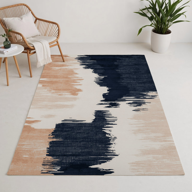 Watercolor Beige Indoor and Outdoor Area Rug, Rectangle 3' x 5'