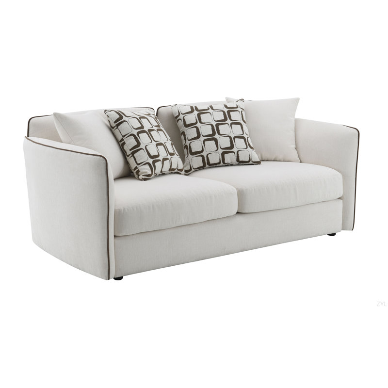 Causeuse en chenille beige avec 4 coussins