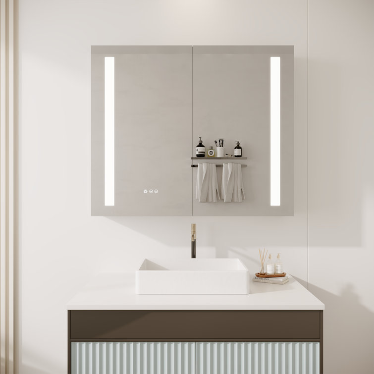 Frameless Bathroom Wall Mounted Mirror Cabinet with 3 Doors and Adjustable  Shelves - Costway