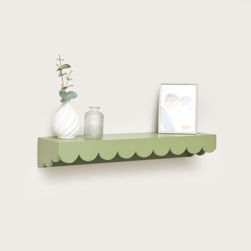 Aburto Wood Floating Shelf, Green