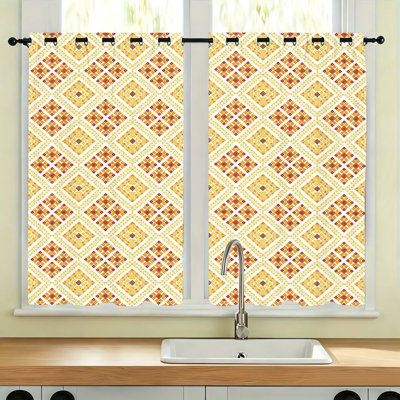 2 pièces de rideaux occultants à motif géométrique rétro, rideaux décoratifs pour salon, cuisine, bureau, fenêtre et accessoires