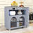 Modern Rolling Kitchen Island Cart with Built-in Charging Station, LED Lighting and Ample Storage-1481230231