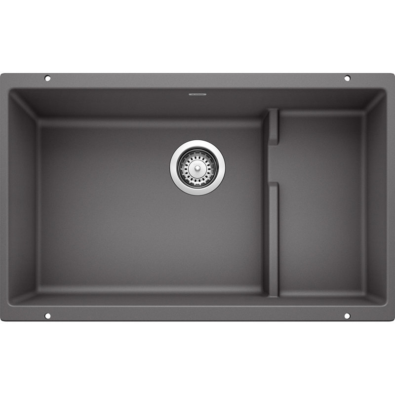 Precis Cascade SILGRANIT 29" Single Bowl Undermount Kitchen Sink with Colander, Cinder