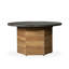 Universal Teak 48" Hexagonal Fire Table With Faux Concrete Top