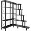 Bibliothèque de coin en coin, grande échelle réversible à 5 niveaux, étagère de rangement avec cadre en métal, mobilier de bureau industriel pour la chambre à coucher, noir