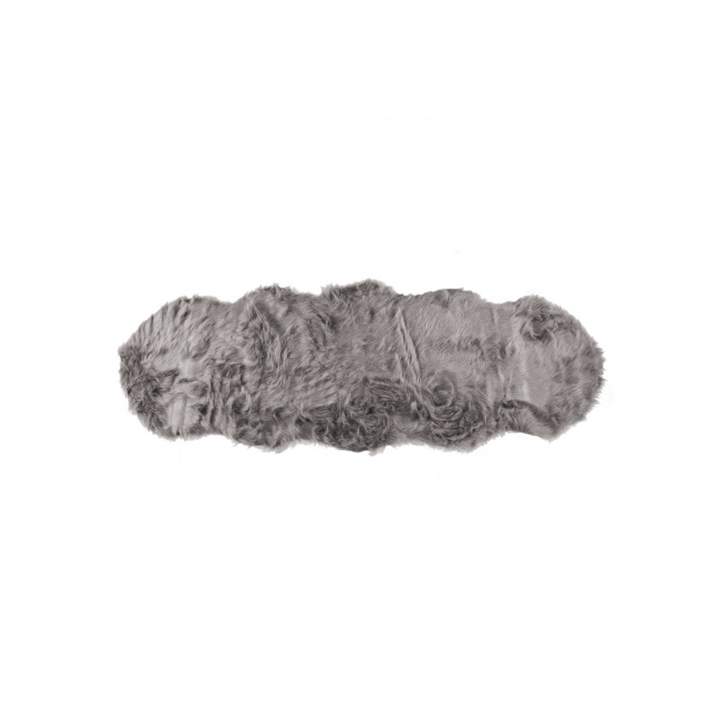 Walburn Shag Faux Sheepskin Gray Area Rug, 2' x 6'6''