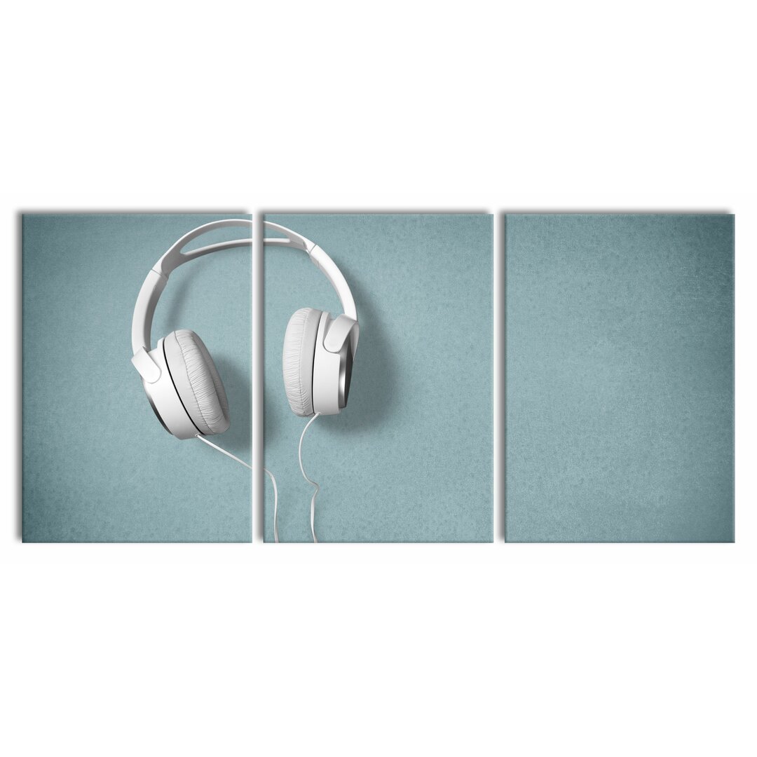 3-tlg. Leinwandbilder-Set White Headphones