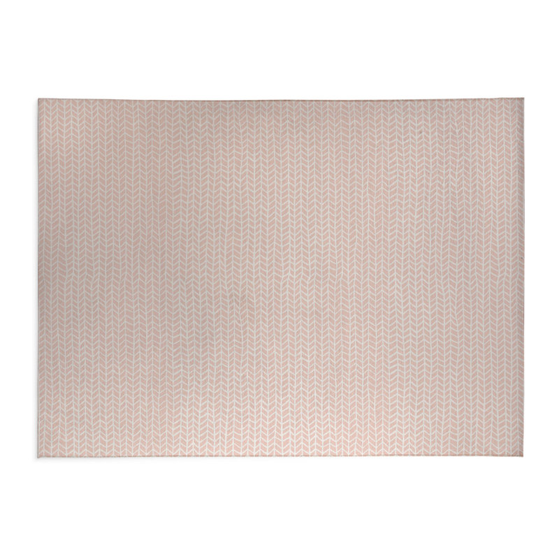 Chevron Feather Lightweight Non-Slip Kitchen Mat, Rectangle 4' x 6', Pink