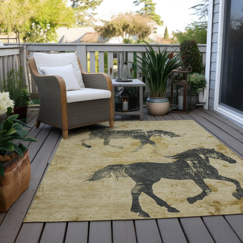 Tapis doré intérieur / extérieur lavable à la machine Cinead ACN1717, Rectangle 10 pi x 14 pi