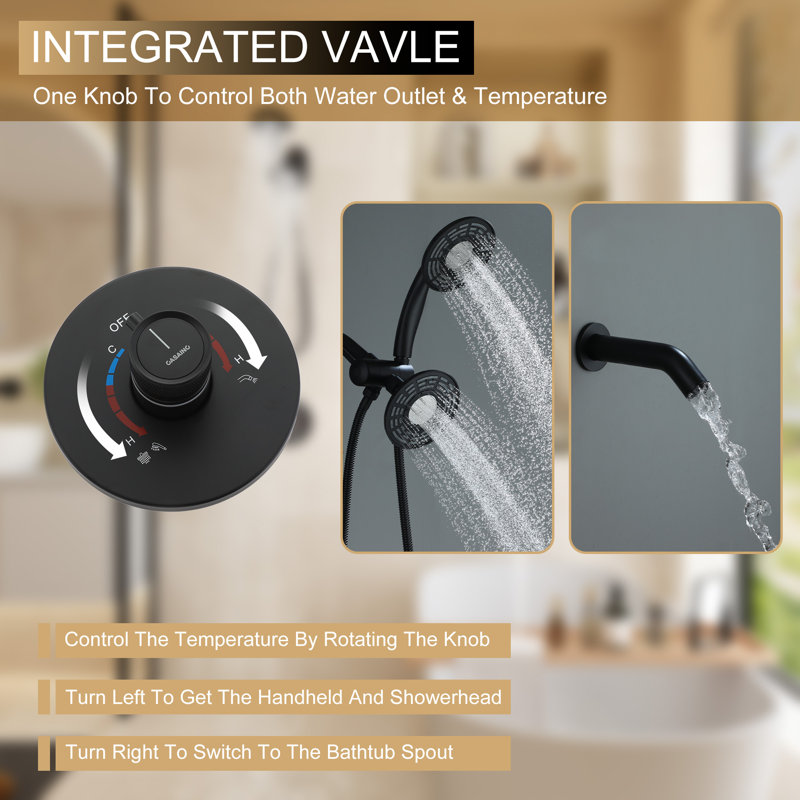 Matte Black Dual Head Rain and Mist Shower Faucet Set