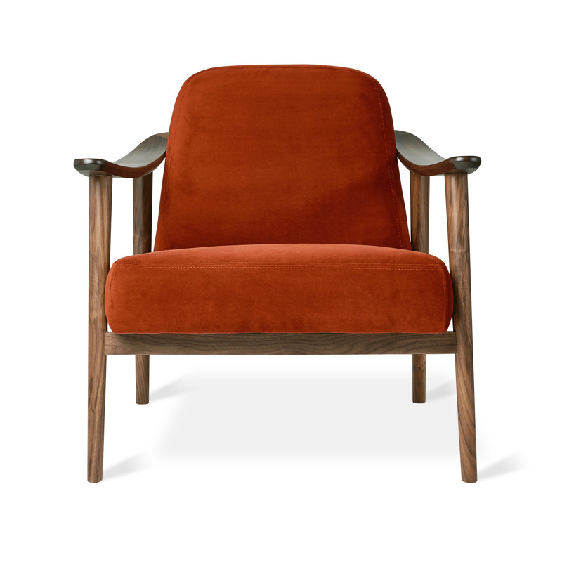 Baltic 76.2Cm Top Grain Leather Wide Armchair, Walnut, Velvet Russet Velvet