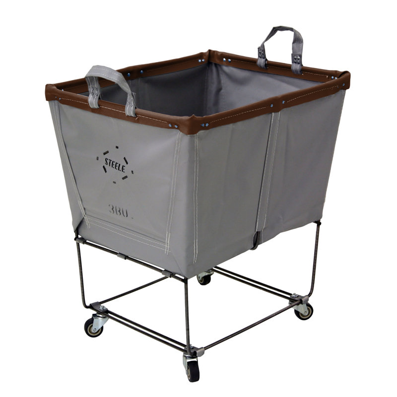 Rolling Laundry Basket with Handles, Brown Leather, 0