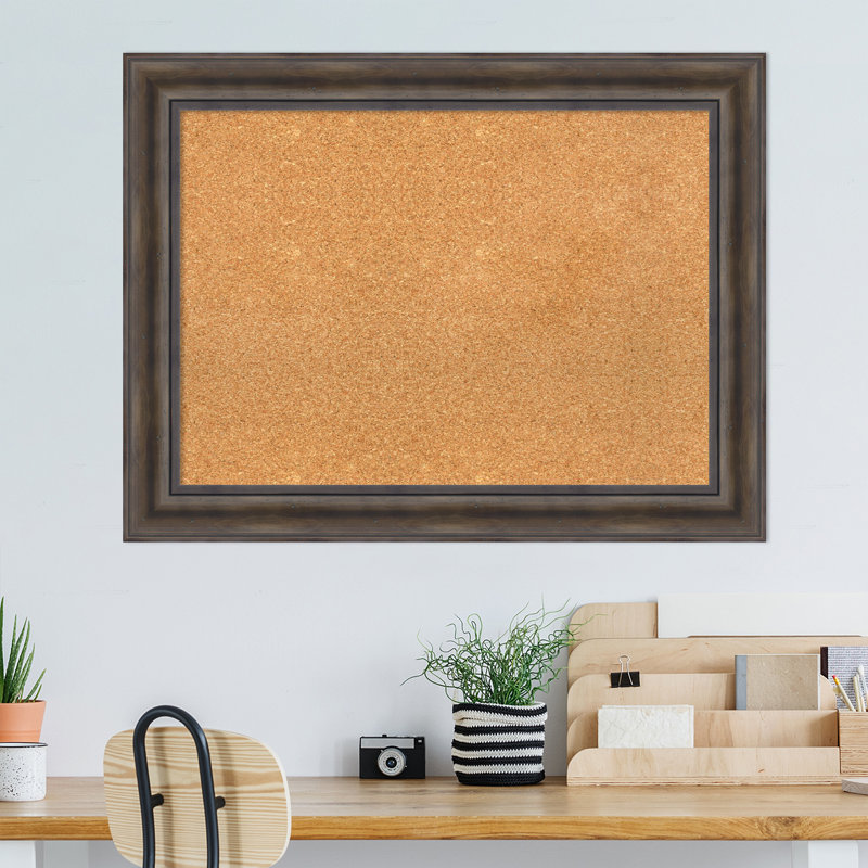 Rustic Charred Wood Framed Natural Cork Bulletin Board