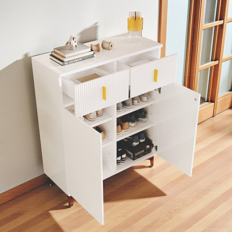 12 Pair Shoe Storage Cabinet, White