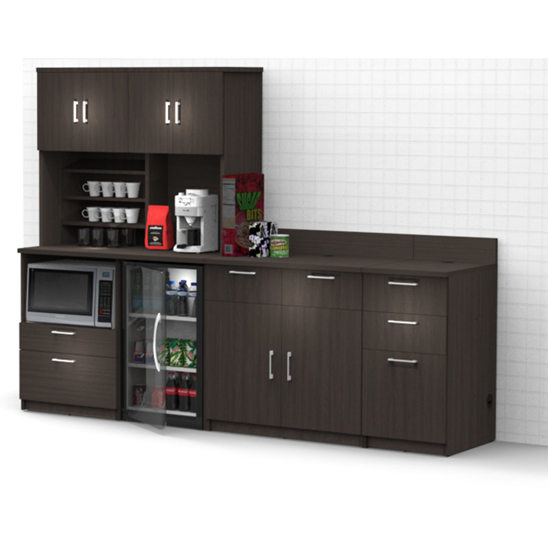 Buffet Sideboard Kitchen Break Room Lunch Coffee Kitchenette Cabinets 4 Pc Espresso – Factory Assembled (Furniture Items Purchase Only)