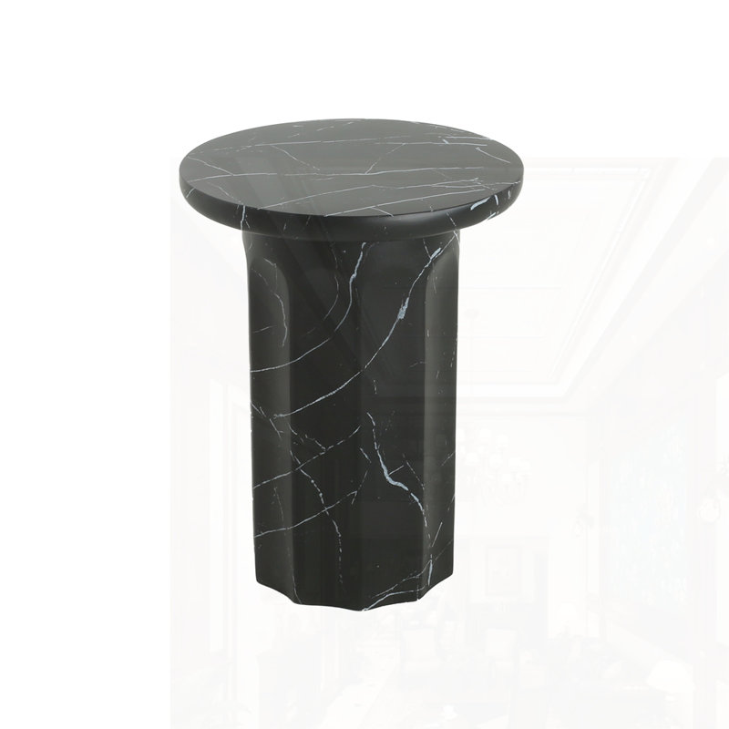 Concrete Black Marble Effect Side Table