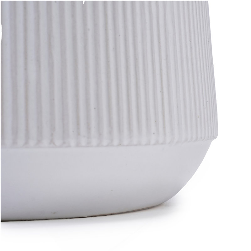 Ensemble de pots à fleurs en céramique fait à la main de 2, 11 po et 8 po de diamètre, blanc avec faîtage vertical