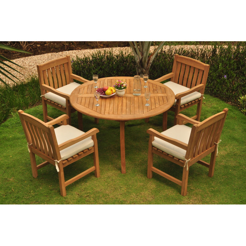 Mya Outdoor 5 - Piece Teak Dining Set, 30.5" H x 48" L x 48" W