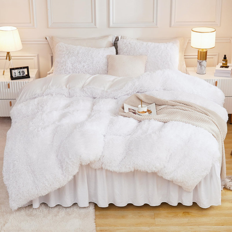 Ensemble d'édredon pour lit double Andency, Double (79 po x 90 po), Blanc