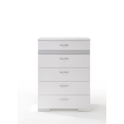 Commode Naima II à finition ultrabrillante avec tiroirs spacieux, parfaite pour les solutions de rangement modernes et élégantes.