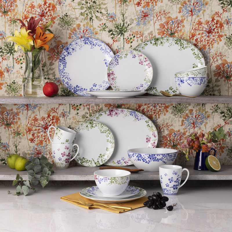 Noritake Bloomington Road Blue 30-Piece Dinnerware Set, Service for 6