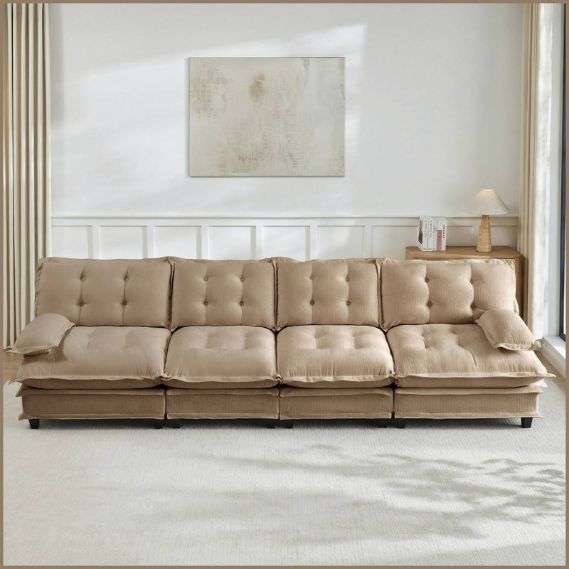 Canapé modulaire en chenille capitonné 138 po, Café