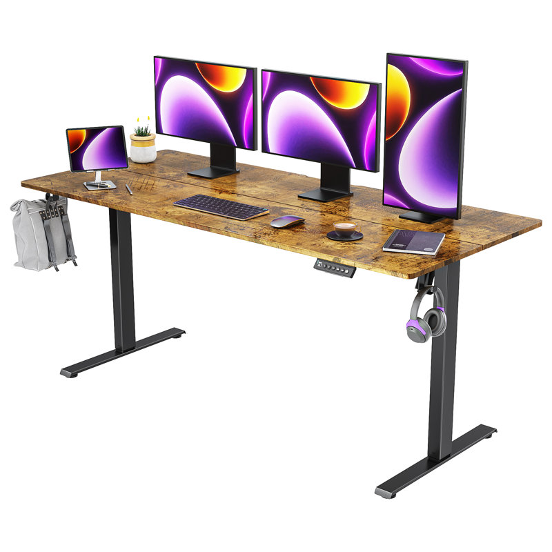 Bureau debout pour bureau à hauteur réglable, L 63 po x P 27,5 po, Brun / Noir