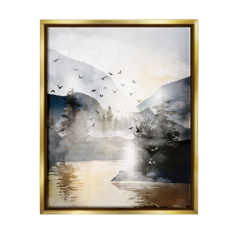 «Flying Birds Mountain Lake View Floater» par JJ Design House LLC, H 21 po x l 17 po x P 1,7 po