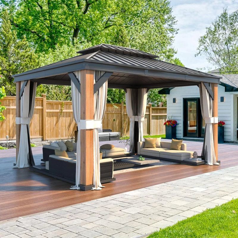 12 Ft. W x 16 Ft. D Aluminum Gazebo, Thickened Columns Gazebo