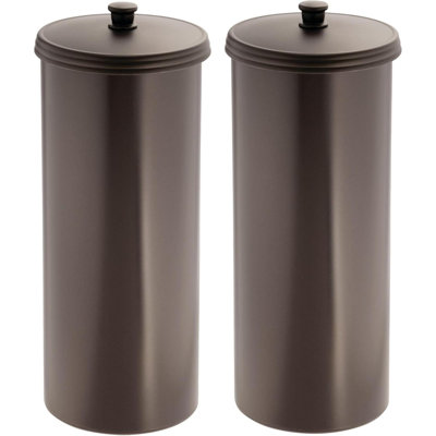 Idesign Freestanding Toilet Paper Canister With Lid For 3 Extra Rolls Set Of 2 