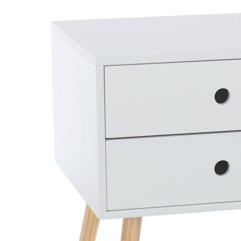 Set of 2 Premium Irmtraud 2-Drawer Bedside Cabinets, Pair of Stylish Two-Tone Nightstands, White
