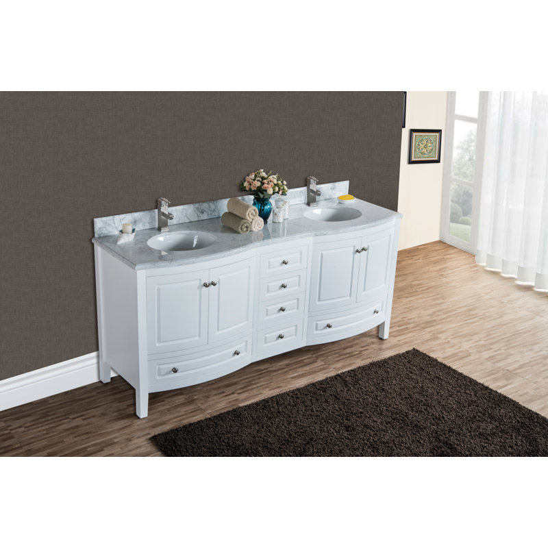 Ensemble de meuble-lavabo double 72 po Kaminski, Blanc