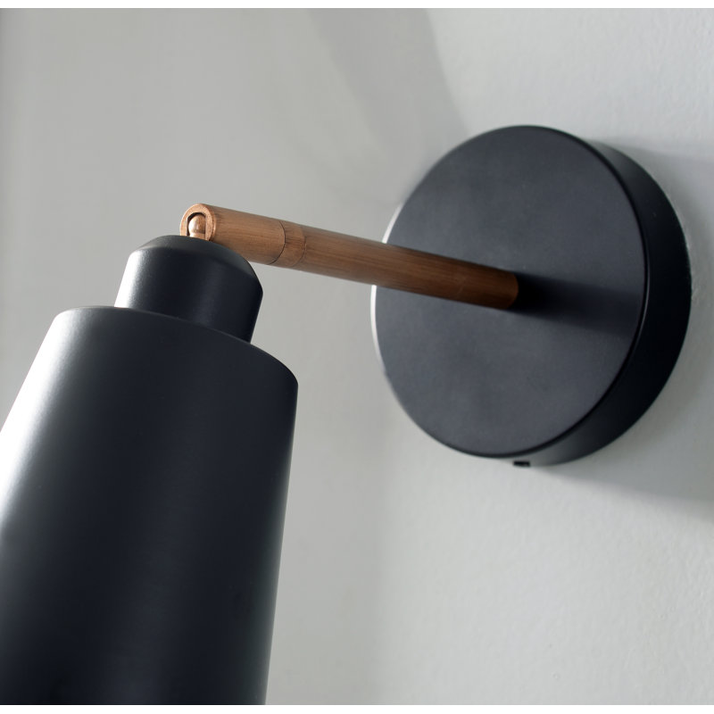 Alvar 1-Light  Wall Sconce - Matte Black & Brass, Black/Brown