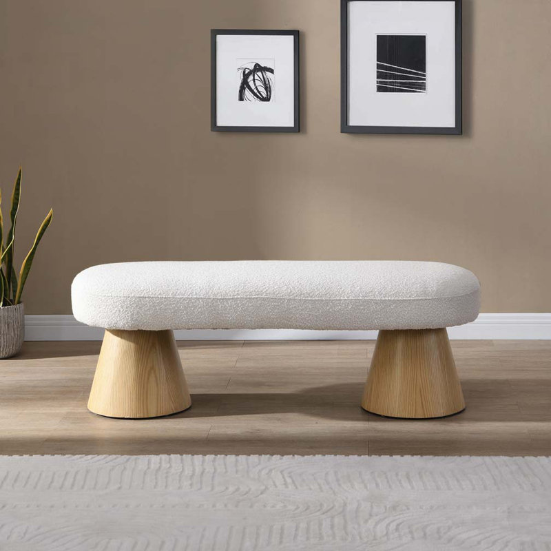 Banc de salle à manger moderne Tommy, H 17 po x l 49 po x P 16,5 po, Beige, Naturel