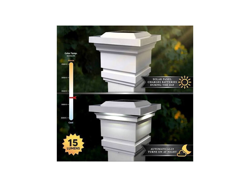 C3F6FBA7C0EA48C79CB1A5BDC3682DC6 4 X 4 Inch White Pvc Classy Solar Post Cap