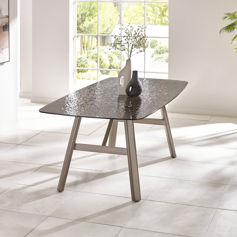 Demerion 200Cm Rectangular Smoked Bubble Glass Dining Table