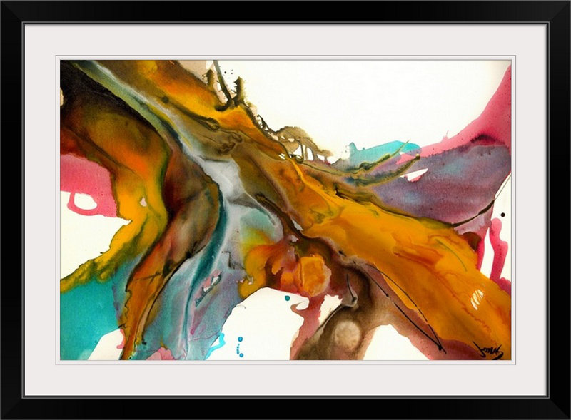 «Confluence», reproduction d'art, H 24 po x l 32 po x P 1 po, Cadre noir