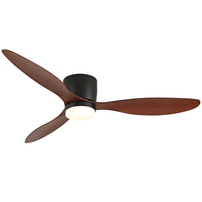Ventilateurs de plafond avec lumières, plafonnier encastré à profil bas, 3 pales en ABS avec lumière et télécommande, moteur à courant continu réversible à 6 vitesses, silencieux, pour la chambre à coucher, intérieur / extérieur