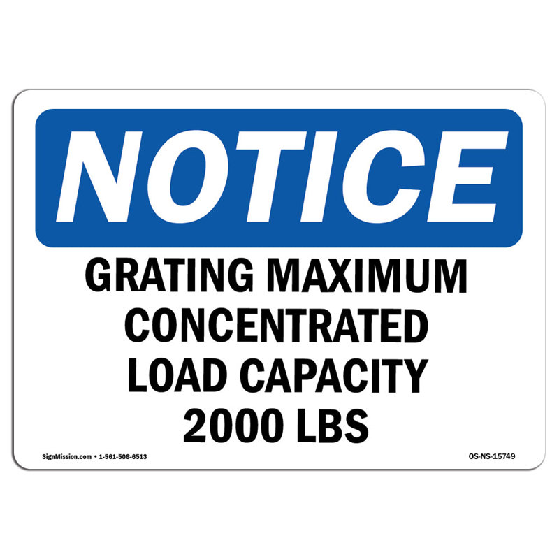 Grating Maximum Concentrated Load Sign