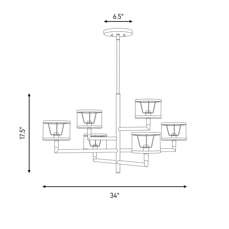 Lustre 6 lumières en or filé Mariquita par Breegan Jane