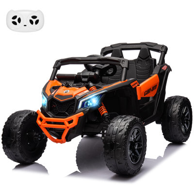 12V Licensed ATV-style Kids Ride On UTV, Electric Off-Road Car w/Remote, LED Lights, Music, Safety Belt, Open Doors