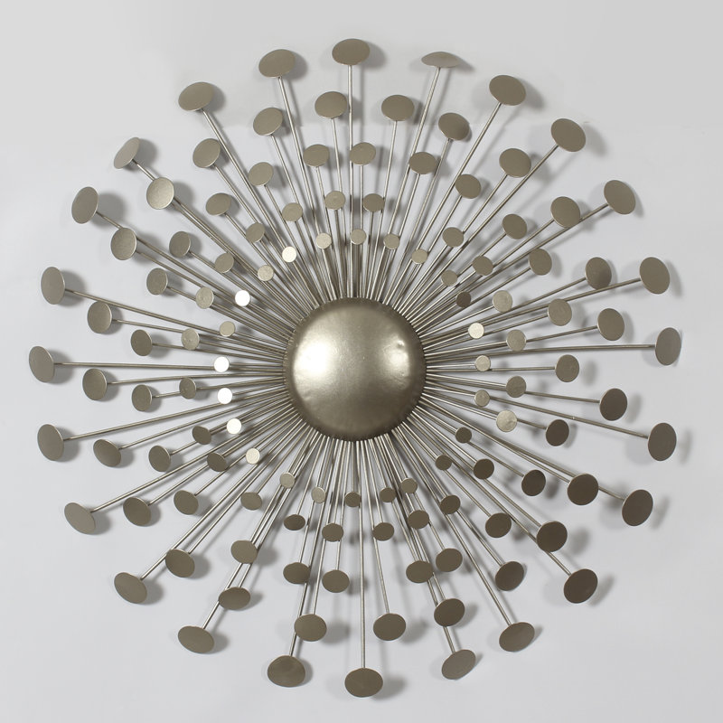 Décoration murale Sunburst, Argent, H 24 po x l 24 po x P 2 po