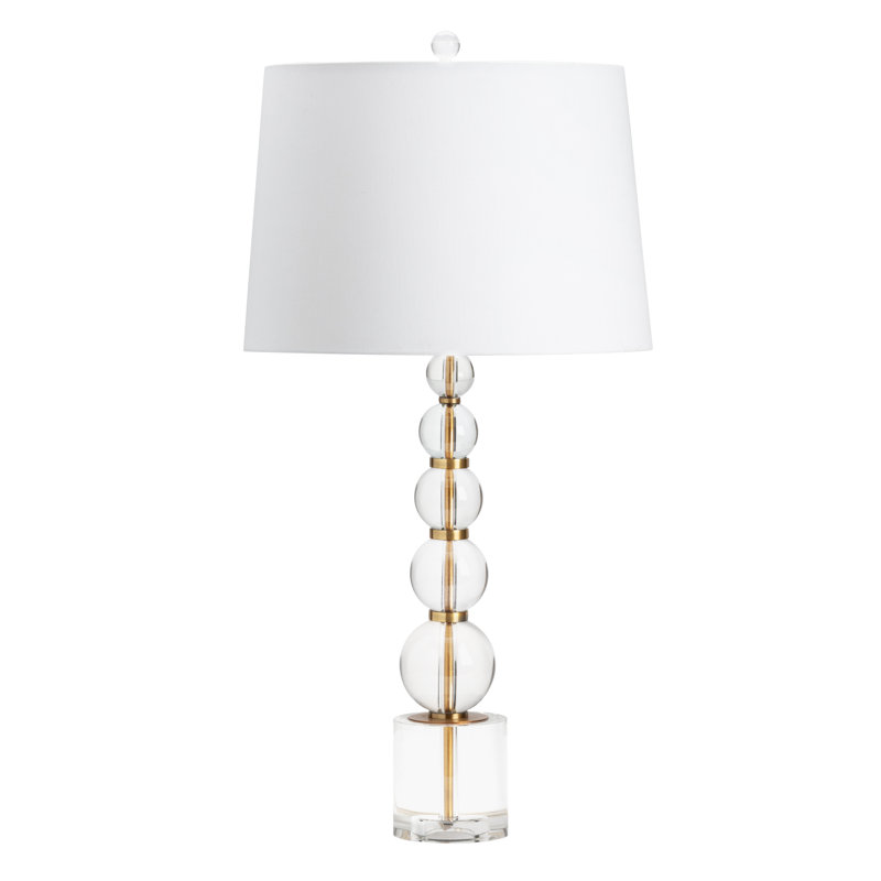 Lampe de table en cristal 31,5 "avec abat-jour blanc