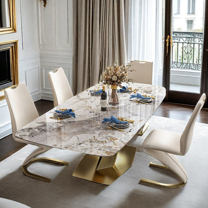 Light luxury simple rectangular dining table sets, 29.5"H x 55.1"L x 31.5"W