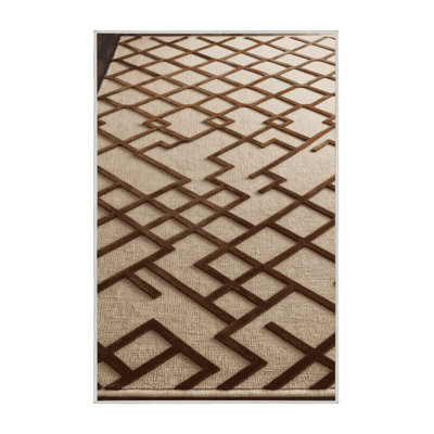 Machine Washable Trellis Beige Area Rug