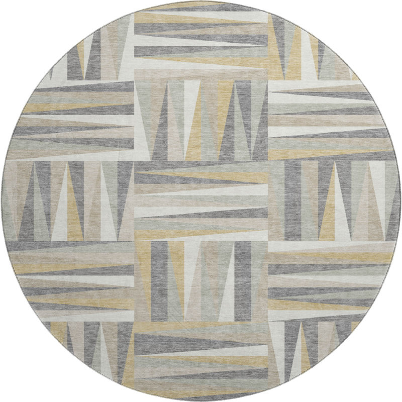 Premium Machine Washable Collett AMF1012 Squares Rug, Round 8'